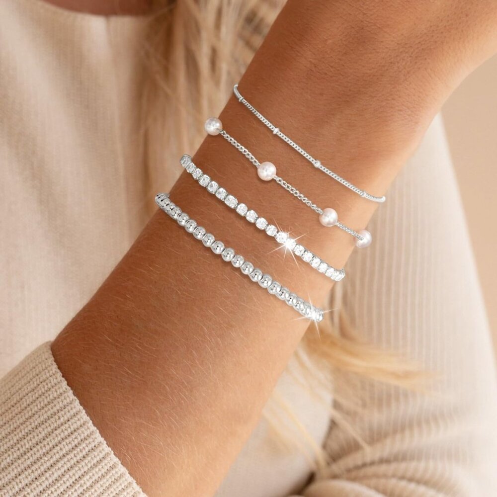 Pearl Silver Gold 4 Pcs Bracelets Stack Dainty Je… - image 2